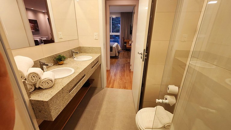 Flat com Lareira e Piscina Aquecida em Canela