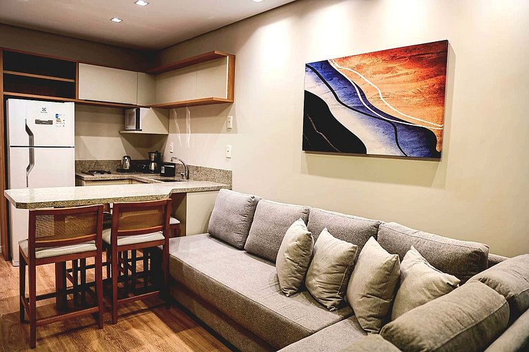 Flat Luxo com Lareira e Piscina em Canela