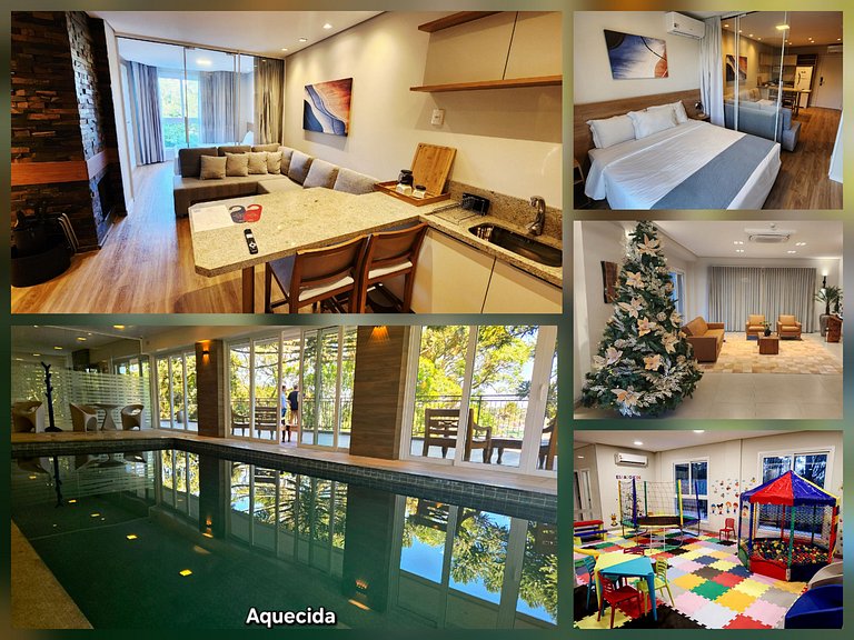 Flat Aconchegante c/ Lareira e Piscina