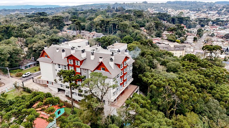 Flat Premium na Serra c/ Lareira + Piscina