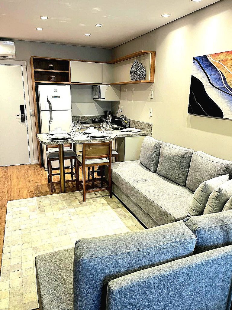 Flat Premium  com Lareira e Piscina aquecida